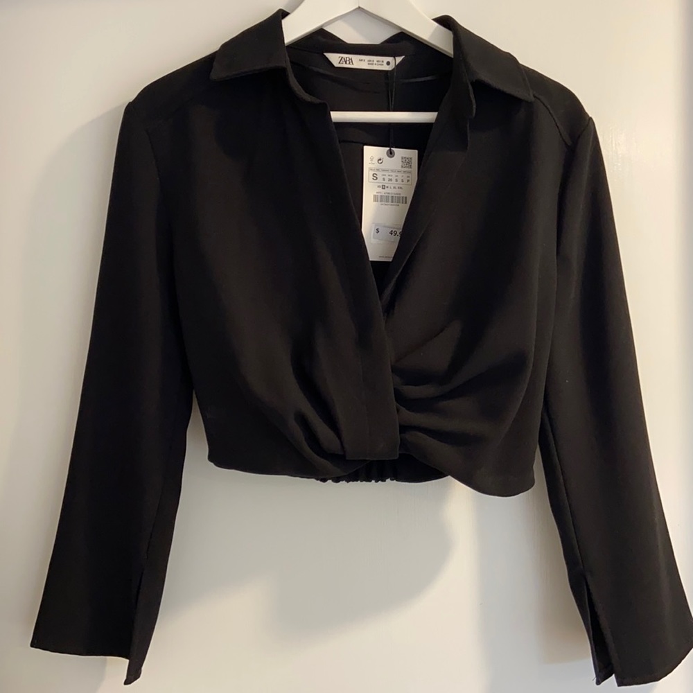 Black Zara crop blouse